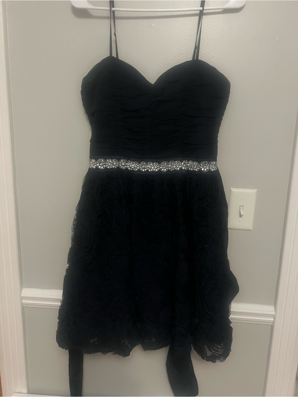 Windsor Black Strapless Sweetheart Dress with Jeweled Waist
